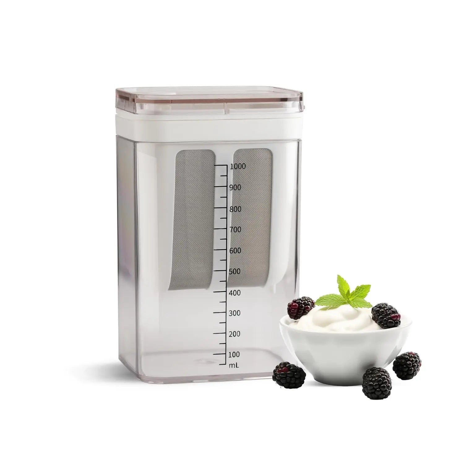 InstaCuppa Greek Yogurt Maker – 1100 ml Multipurpose Yogurt Strainer with Stainless Steel Fine Mesh, BPA-Free Transparent Canister & Lid, Hung Curd & Cheese Maker for Home, Easy to Use for Busy Moms 