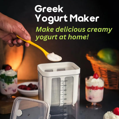 InstaCuppa Greek Yogurt Maker – 1100 ml Multipurpose Yogurt Strainer with Stainless Steel Fine Mesh, BPA-Free Transparent Canister & Lid, Hung Curd & Cheese Maker for Home, Easy to Use for Busy Moms 