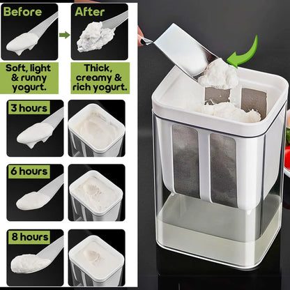 InstaCuppa Greek Yogurt Maker – 1100 ml Multipurpose Yogurt Strainer with Stainless Steel Fine Mesh, BPA-Free Transparent Canister & Lid, Hung Curd & Cheese Maker for Home, Easy to Use for Busy Moms 