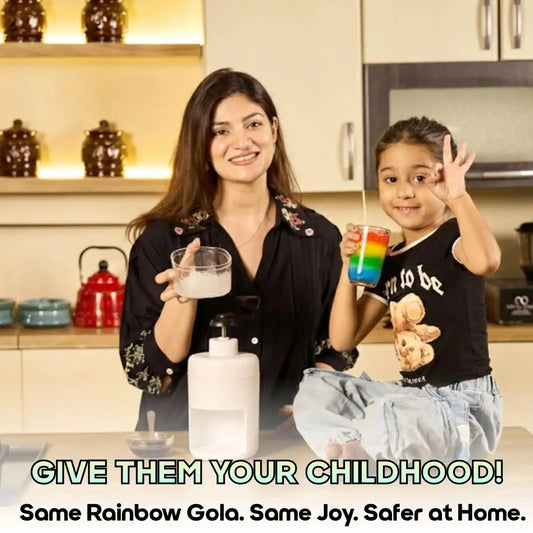 InstaCuppa Manual Ice Shaver mom and daughter enjoying rainbow gola - give them your childhood safely at home