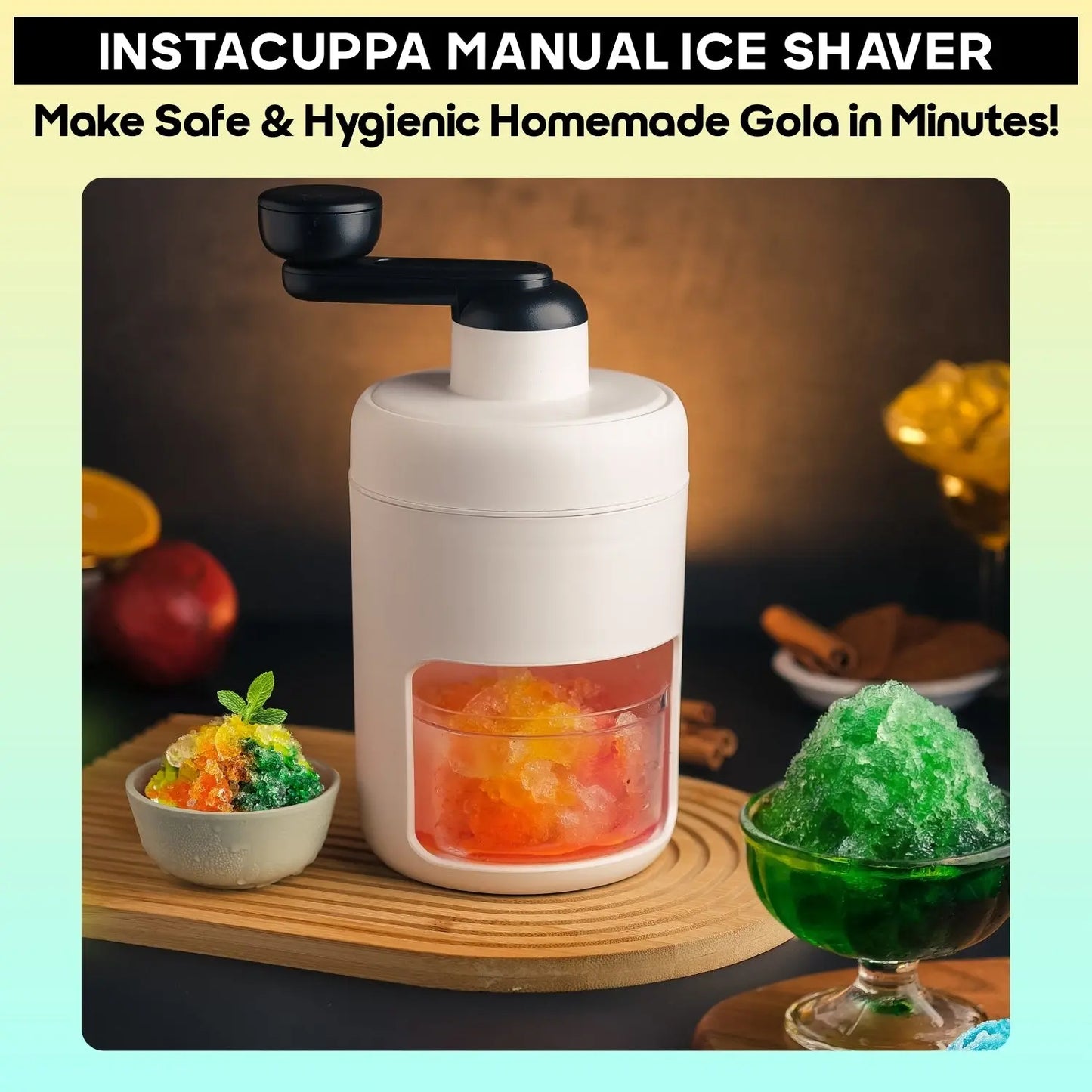 InstaCuppa Manual Ice Shaver for hygienic homemade gola - make safe fresh slush in minutes