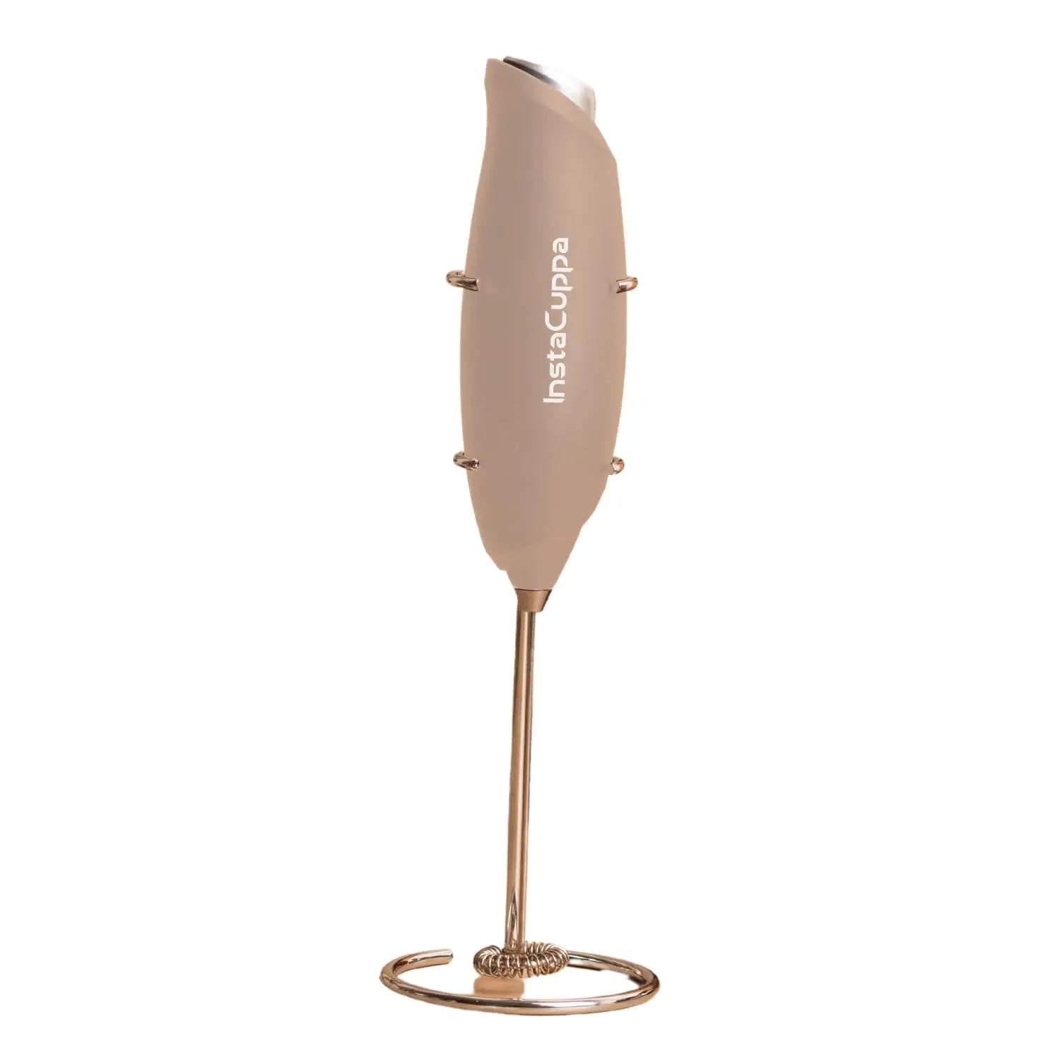 InstaCuppa Milk Frother for Coffee - Handheld Battery-Operated Electric Milk and Coffee Frother, Stainless Steel Whisk and Stand, Portable Foam Maker for Coffee - Upgraded Version  Milk Frother+Egg Beater Whisk / Rose Gold