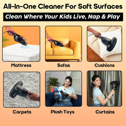 InstaCuppa Mite Remover Vacuum Cleaner for Sofa, Bed & Plush Toys – Kills Dust & Mites, Removes 99.99% Allergens – UV-C Sterilization, 10 kPa Suction, HEPA Filter, 350W – Ideal for Busy Moms 