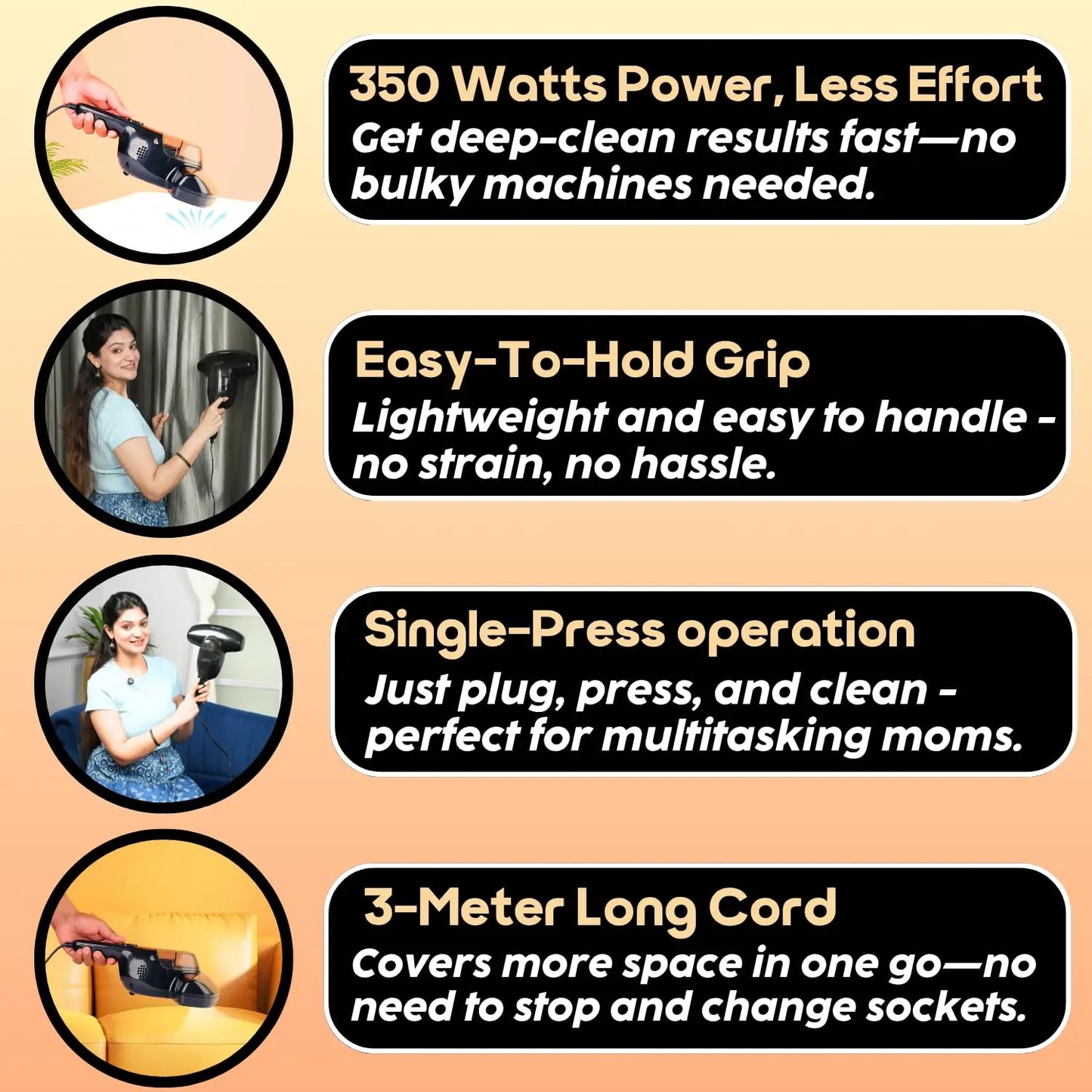 InstaCuppa Mite Remover Vacuum Cleaner for Sofa, Bed & Plush Toys – Kills Dust & Mites, Removes 99.99% Allergens – UV-C Sterilization, 10 kPa Suction, HEPA Filter, 350W – Ideal for Busy Moms 