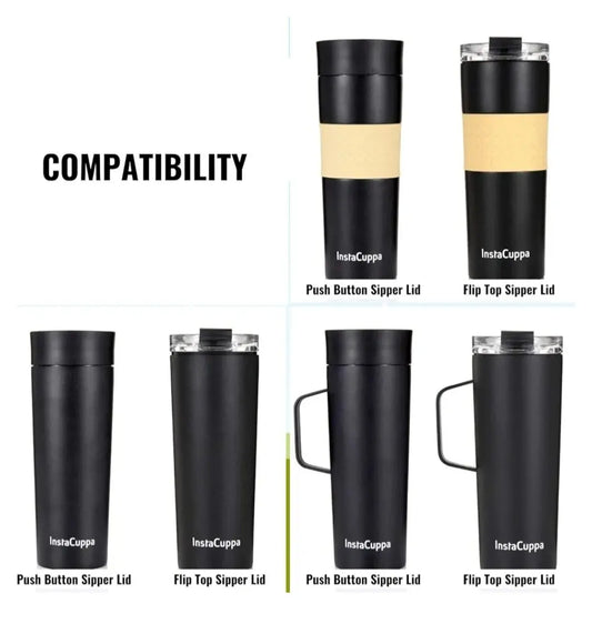 InstaCuppa Plastic Flip Top Sipper Lid Spare Add On for Travel Mug 350ml, 470ml 