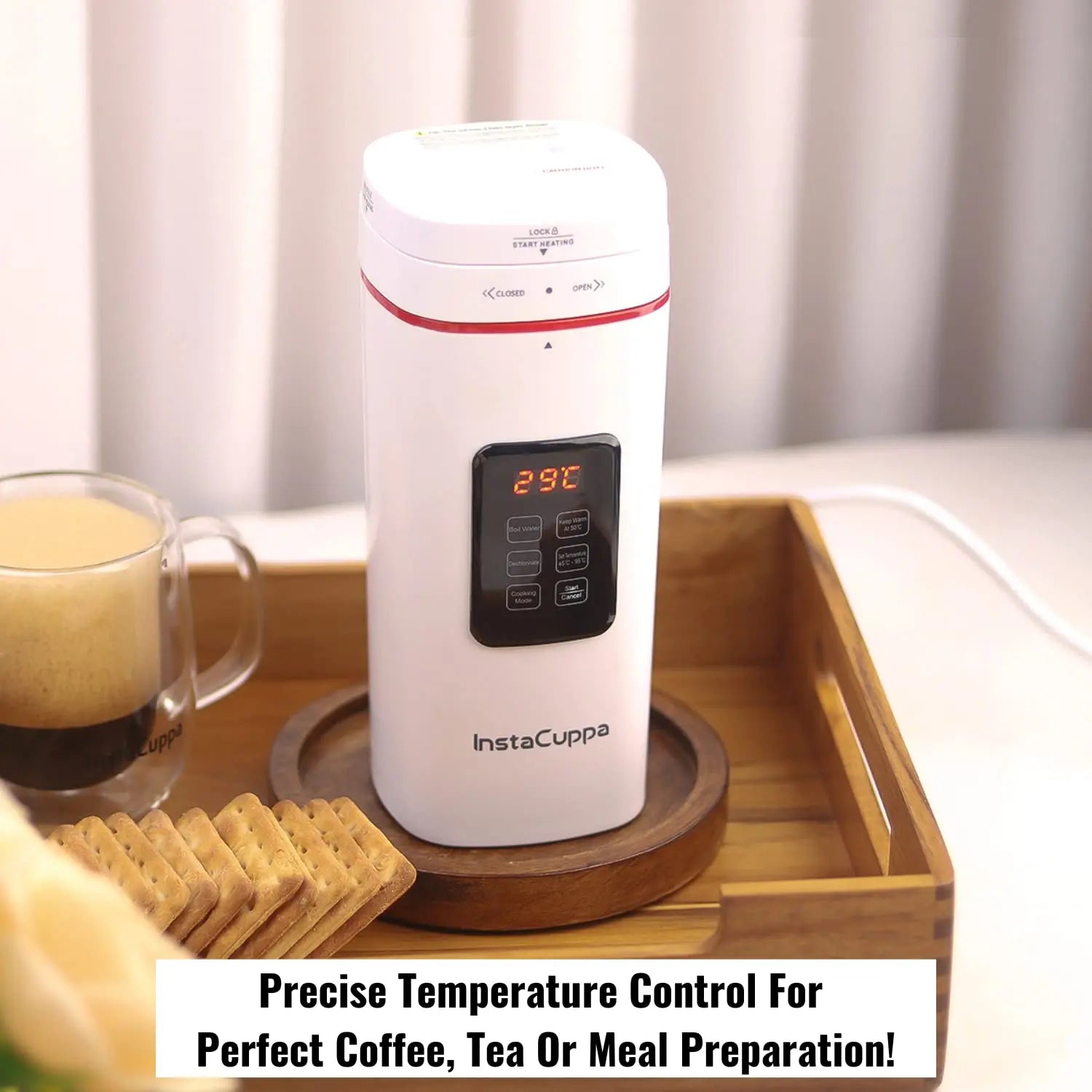 InstaCuppa Portable Electric Kettle With Temperature Control, Travel Electric Water Bottle For Boiling Hot Water with Cool Touch Exterior, Automatic Shut Off, Dry Boil Protection, 500 ML, 300 Watts 