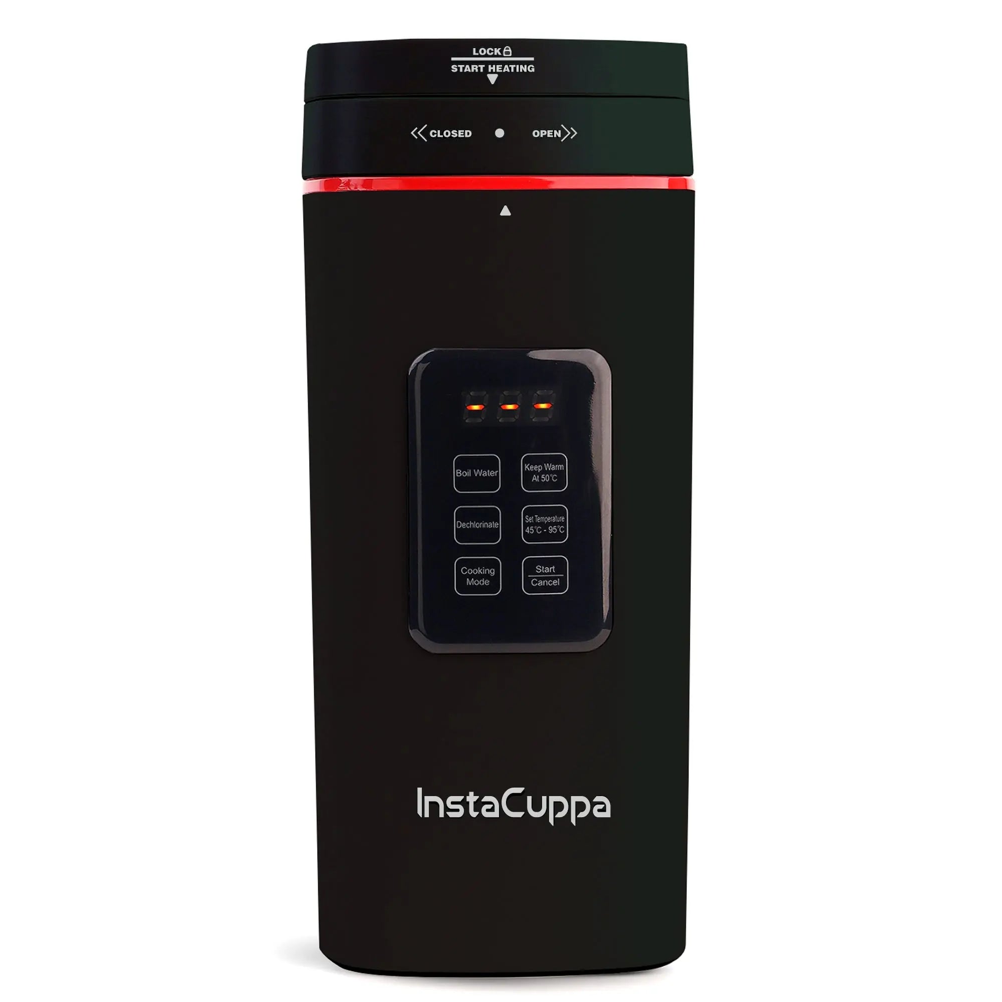 InstaCuppa Portable Electric Kettle With Temperature Control, Travel Electric Water Bottle For Boiling Hot Water with Cool Touch Exterior, Automatic Shut Off, Dry Boil Protection, 500 ML, 300 Watts  Black