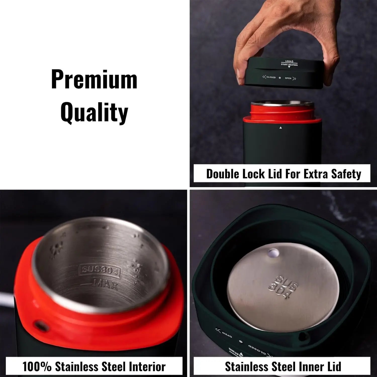 InstaCuppa Portable Electric Kettle, Travel Electric Water Bottle For Boiling Hot Water, Automatic Shut Off, Dry Boil Protection, 500 ML, 300 Watts 