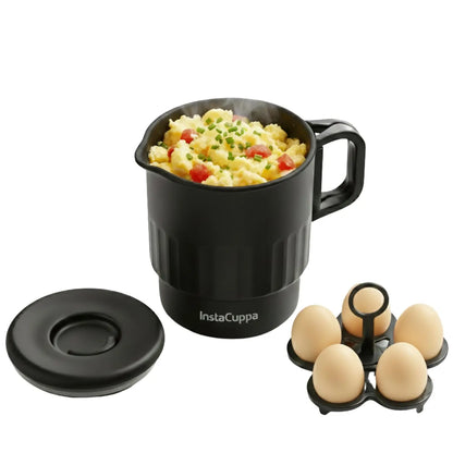 InstaCuppa Portable Multicook Kettle 1000ml | Non-Stick Version - Fry Eggs, Cook & Boil Without Sticking | Keep Warm, Auto Shut-Off & Easy To Clean | Free Egg Tray Included |  Foldable Design - Perfect For Busy Moms Who Travel 