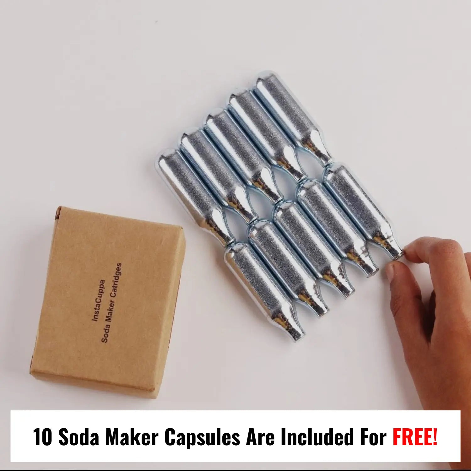 InstaCuppa Portable Soda Maker, Perfect for Busy Moms To Make Lemon Flavored Soda, Jaljeera, Sparkling Water, Mocktails, Fruit Spritzers In Just 30 Seconds Anywhere, Includes 10 Soda Capsules & 2 Lids 