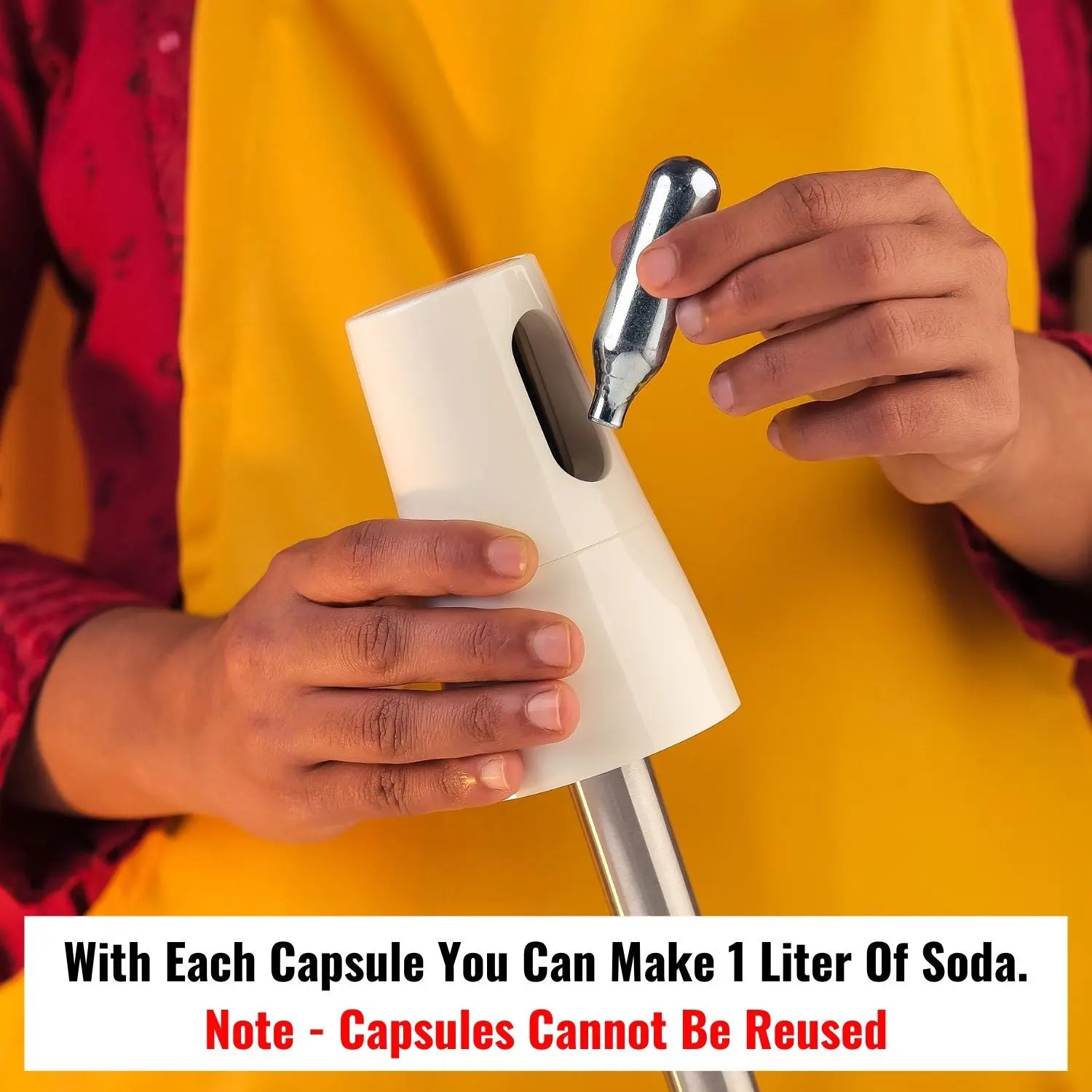 InstaCuppa Portable Soda Maker, Perfect for Busy Moms To Make Lemon Flavored Soda, Jaljeera, Sparkling Water, Mocktails, Fruit Spritzers In Just 30 Seconds Anywhere, Includes 10 Soda Capsules & 2 Lids 