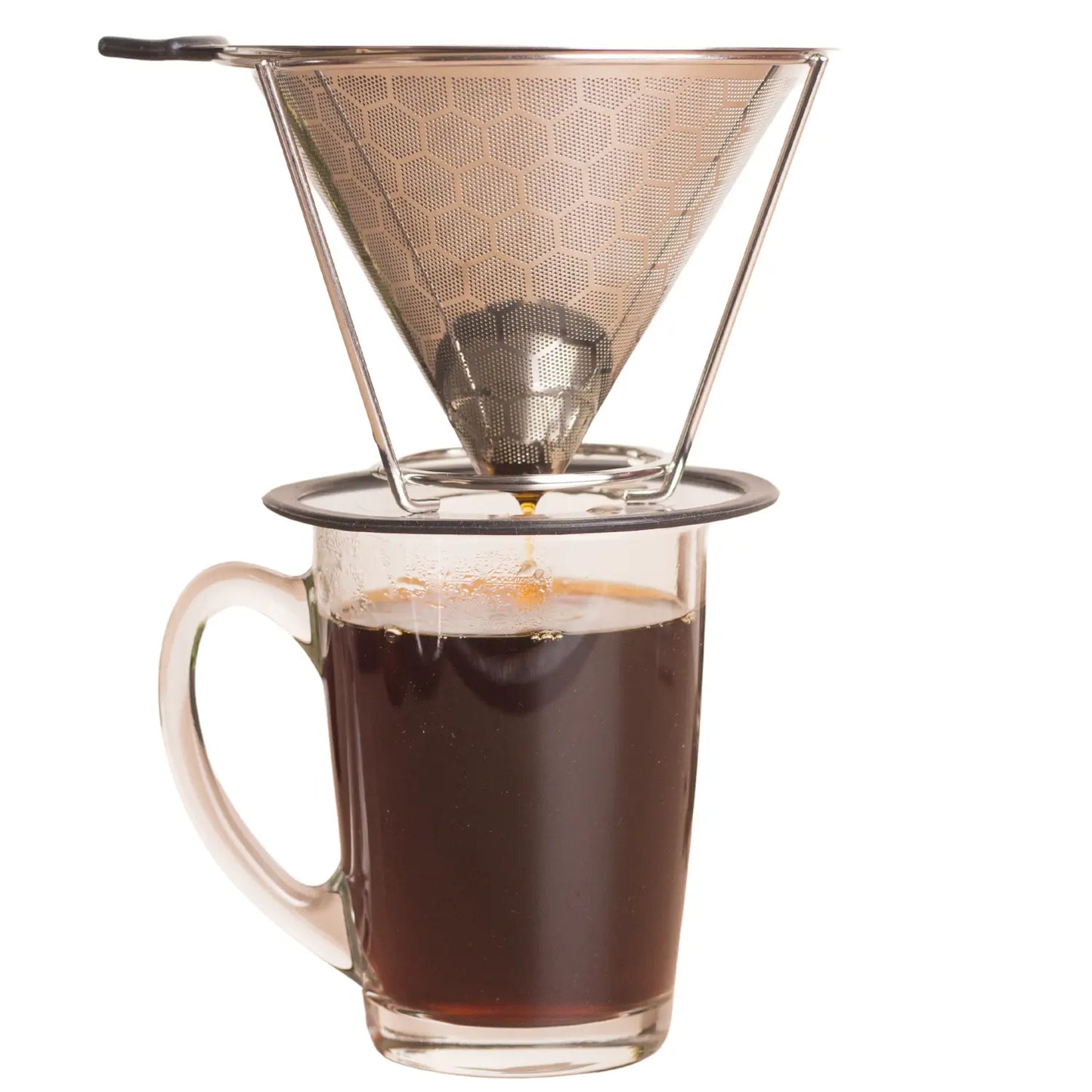 InstaCuppa Pour Over Coffee Dripper, Stainless Steel Coffee Filter Removable Dripper with Stand, Reusable Cone Dripper, 100% Paperless & Eco-Friendly, Works with Carafe 