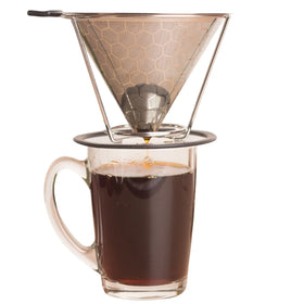 InstaCuppa Pour Over Coffee Dripper, Stainless Steel Coffee Filter Removable Dripper with Stand, Reusable Cone Dripper, 100% Paperless & Eco-Friendly, Works with Carafe 