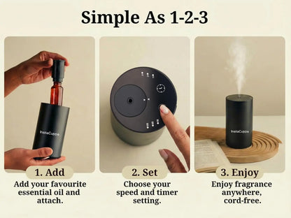 InstaCuppa aroma oil diffuser 3 speed settings control panel