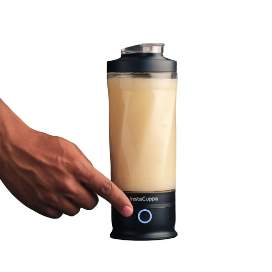 InstaCuppa Rechargeable Electric Protein Shaker – 6500 RPM, 600ml BPA-Free Jar, USB-C Rechargeable, IPX7 Waterproof, Leakproof Sports Sipper Lid, Travel-Friendly – Smooth Protein Shakes in Seconds 