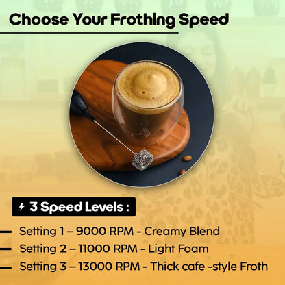 InstaCuppa rechargeable coffee frother 600mAh battery - charges in 2.5 hours, 60 min runtime