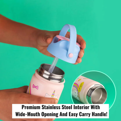 InstaCuppa Stainless Steel Thermos Flask Water Bottle with Sports Sipper Lid, Double Walled Vacuum Insulation 