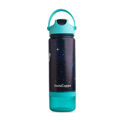 InstaCuppa Stainless Steel Thermos Flask Water Bottle with Sports Sipper Lid, Double Walled Vacuum Insulation  Kids Flask + Snack Box / Astronaut