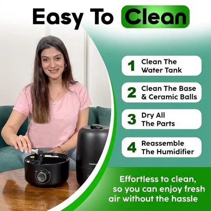 InstaCuppa Ultrasonic Cool Mist Humidifier for Room, Effective Cold & Cough Relief with Moisture Control, Separate Aroma Oil Diffuser Container, Ceramic Balls Water & Cotton Mesh Air Filters, 4 Liter