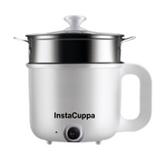 InstaCuppa Multipurpose Electric Kettle Cum Cooker with Free Steamer for Momos & Vegetables, Boiler Trays for Idly & Eggs, 1.2 Liter, 600 Watts
