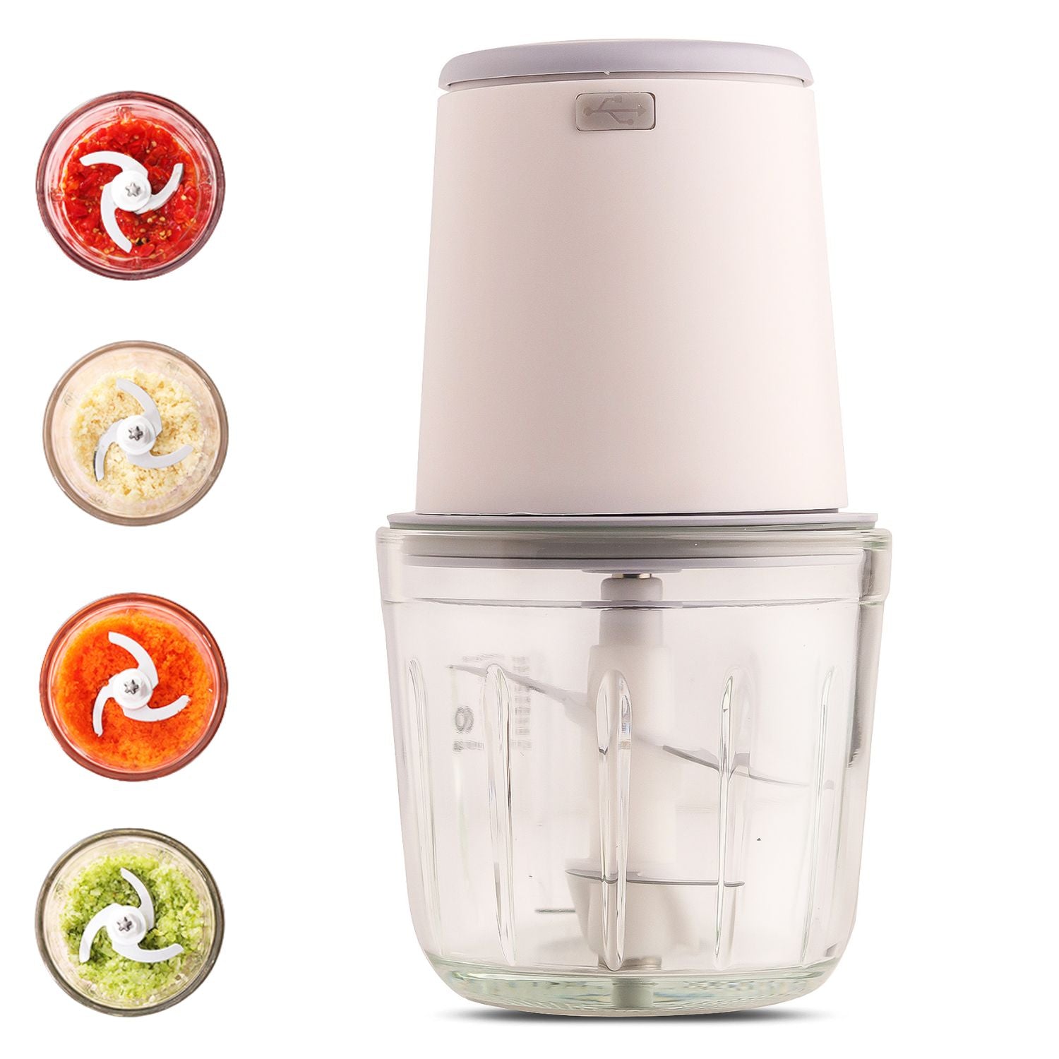 InstaCuppa Rechargeable Mini Electric Chopper, Chops In Less Than 10secs, Simple One Touch Operation, Long Battery Life, Easy To Carry Around