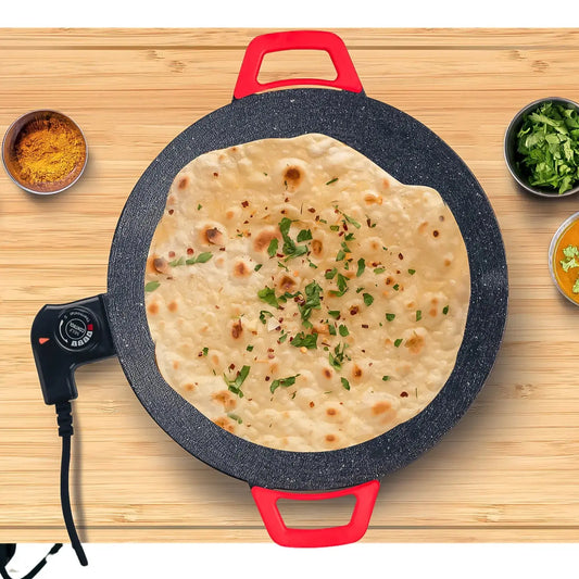 InstaCuppa Portable Electric Tawa 14 Inch (35 CM) with Temperature Control - Ideal for Dosa, Roti, Chapati, Uthappam, Paratha, Naan - Large Non-Stick Surface - Safe, Quick & Even Heating, 1500 Watts  1500 Watts
