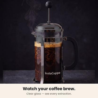 InstaCuppa French Press Coffee Maker - Black - watch the brew steep · 600 ml