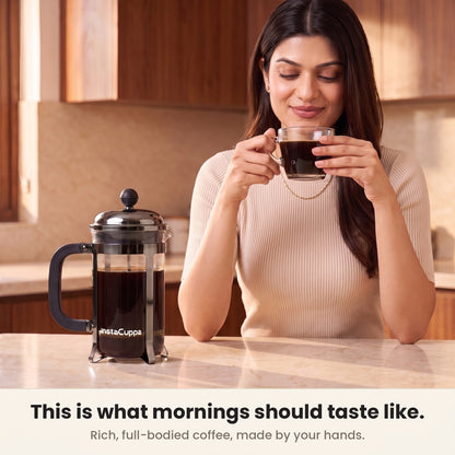 InstaCuppa French Press Coffee Maker - Black - smooth full-flavoured cup · 600 ml