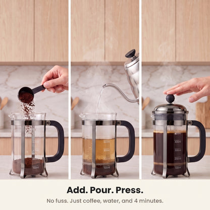 InstaCuppa French Press Coffee Maker - Black - add, pour, press · 600 ml