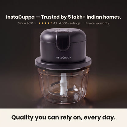 InstaCuppa Mini Electric Chopper - 350 ML Black - trusted by 5 lakh Indian homes, 1-year warranty