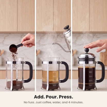 InstaCuppa French Press Coffee Maker - Clear - add, pour, press · 600 ml