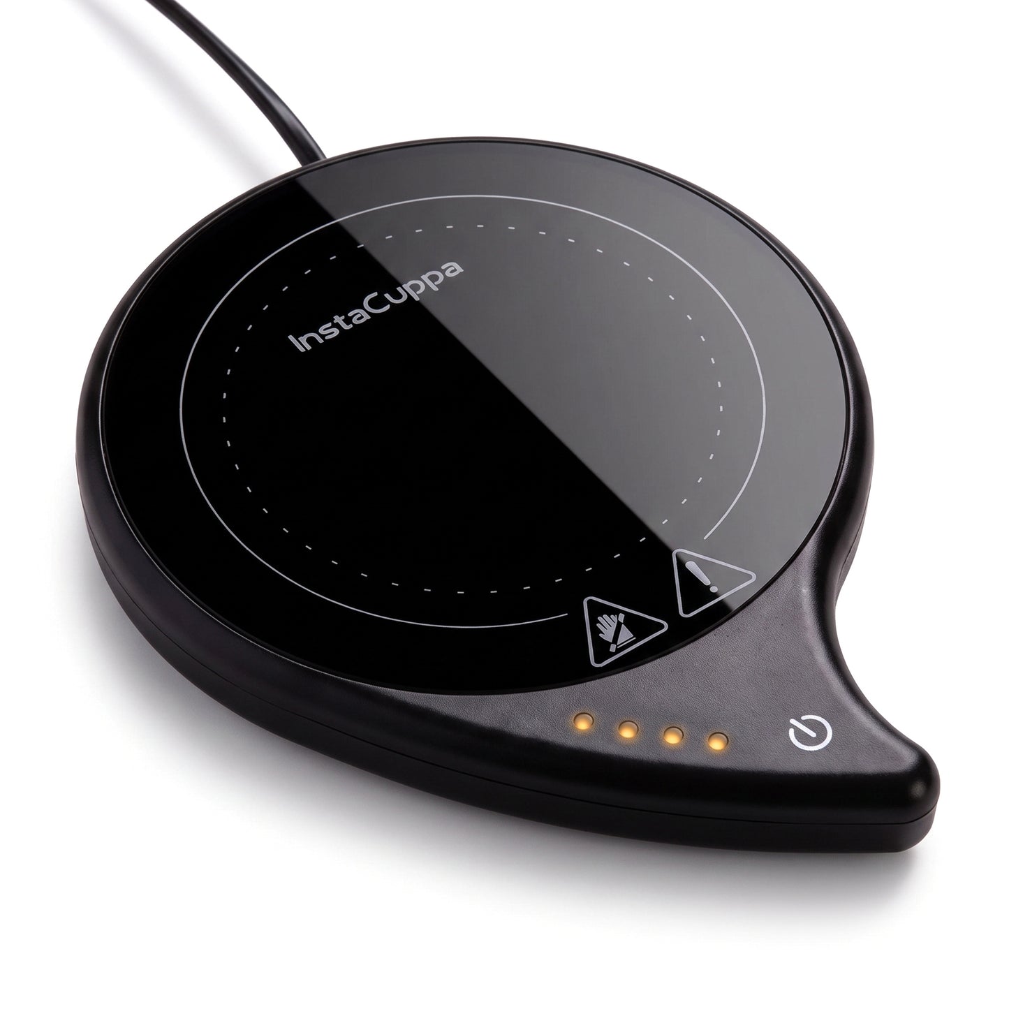InstaCuppa coffee mug warmer for desk - slim electric warming plate with 4 temperature LEDs