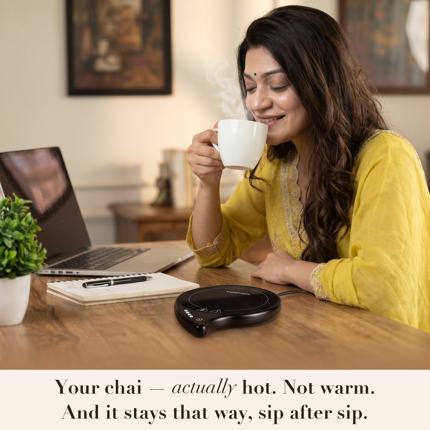 InstaCuppa Coffee Mug Warmer for Desk with 4 Adjustable Temperature Settings - Min 50*C - Max 80*C, 8 Hour Auto Shut Off, Simple Touch Operation, Light Weight and Easy to Carry Around, 40 Watt, Black - Image 3