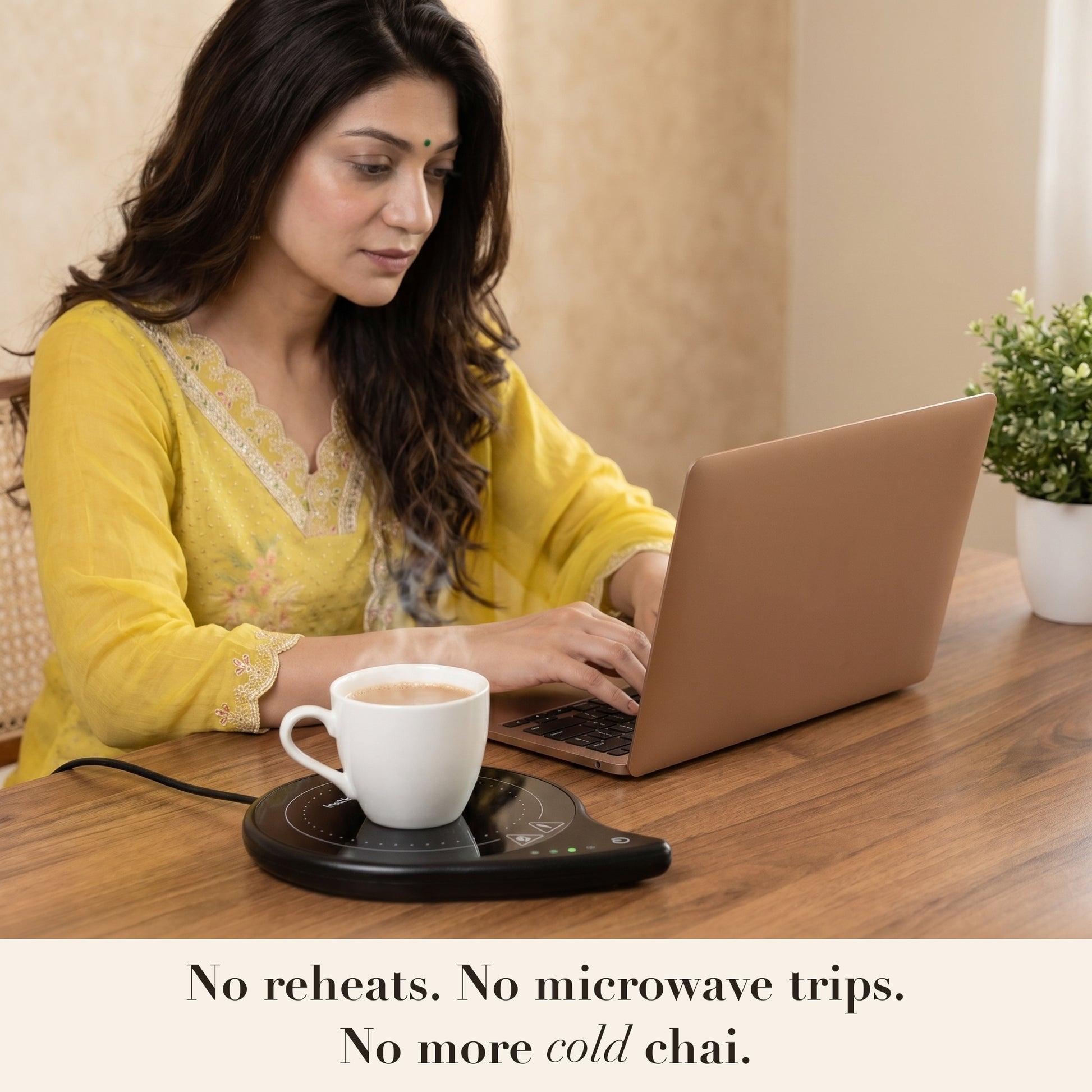 InstaCuppa Coffee Mug Warmer for Desk with 4 Adjustable Temperature Settings - Min 50*C - Max 80*C, 8 Hour Auto Shut Off, Simple Touch Operation, Light Weight and Easy to Carry Around, 40 Watt, Black - Image 5
