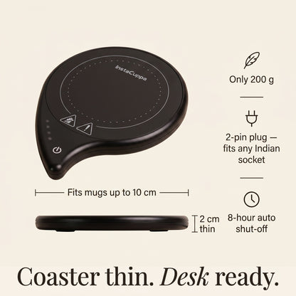 InstaCuppa Coffee Mug Warmer for Desk with 4 Adjustable Temperature Settings - Min 50*C - Max 80*C, 8 Hour Auto Shut Off, Simple Touch Operation, Light Weight and Easy to Carry Around, 40 Watt, Black - Image 8