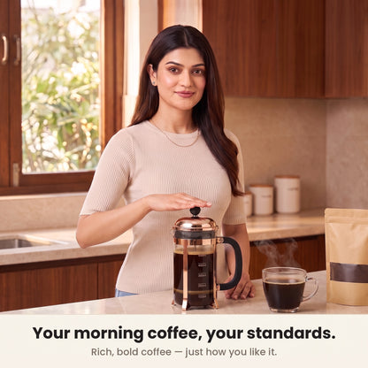 InstaCuppa French Press Coffee Maker - Copper - rich coffee brewed at home · 600 ml