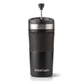 InstaCuppa French Press Travel Mug, Stainless Steel Double Walled Vacuum Insulated Thermos for Hot or Cold Coffee, Tea, Spill Proof