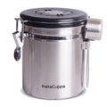InstaCuppa Airtight Coffee Container 500g - Stainless Steel Canister with One-Way Gas Vent, Date Dial & Measuring Scoop