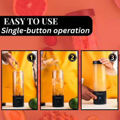 InstaCuppa portable blender version 4 easy to use - add fruit, pour water and press once for a fresh drink in seconds