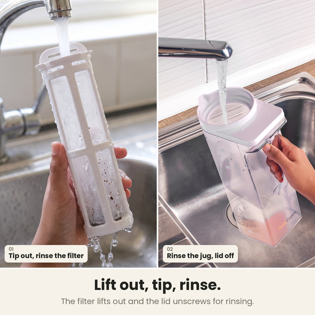InstaCuppa cold brew coffee maker — easy to clean: tip out and rinse the filter under the tap, then rinse the jug with the lid off
