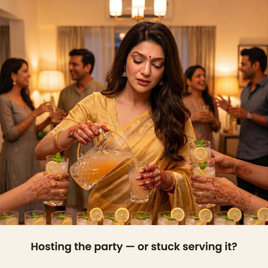 InstaCuppa Glass Water Dispenser 5 Litre with tap — host pouring drinks for party guests