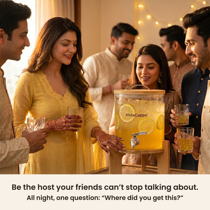 InstaCuppa Glass Water Dispenser 5 Litre — the party centrepiece guests gather around