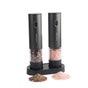 InstaCuppa Rechargeable Electric Salt and Pepper Grinder Set, 201 Stainless Steel Body with Ceramic Burr, 5 Grind Settings, USB Type-C Charging & Transparent PC Refill Chamber, Black