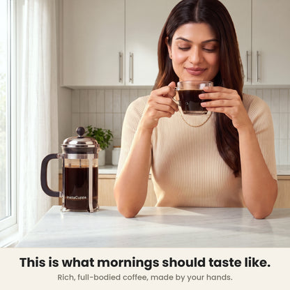 InstaCuppa Classic Glass French Press 600 ml - Clear - rich, full-bodied coffee made at home