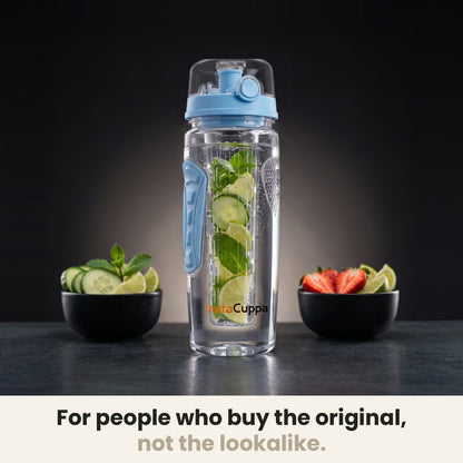 InstaCuppa Fruit Infuser Water Bottle 1 Litre - Blue - the original, not the lookalike; cucumber, mint and lime infusion