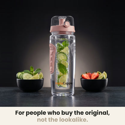 InstaCuppa Fruit Infuser Water Bottle 1 Litre - Rose - the original, not the lookalike; cucumber, mint and lime infusion
