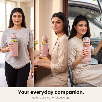 InstaCuppa Fruit Infuser Water Bottle 1 Litre - Rose - your everyday companion at the gym, office desk and car
