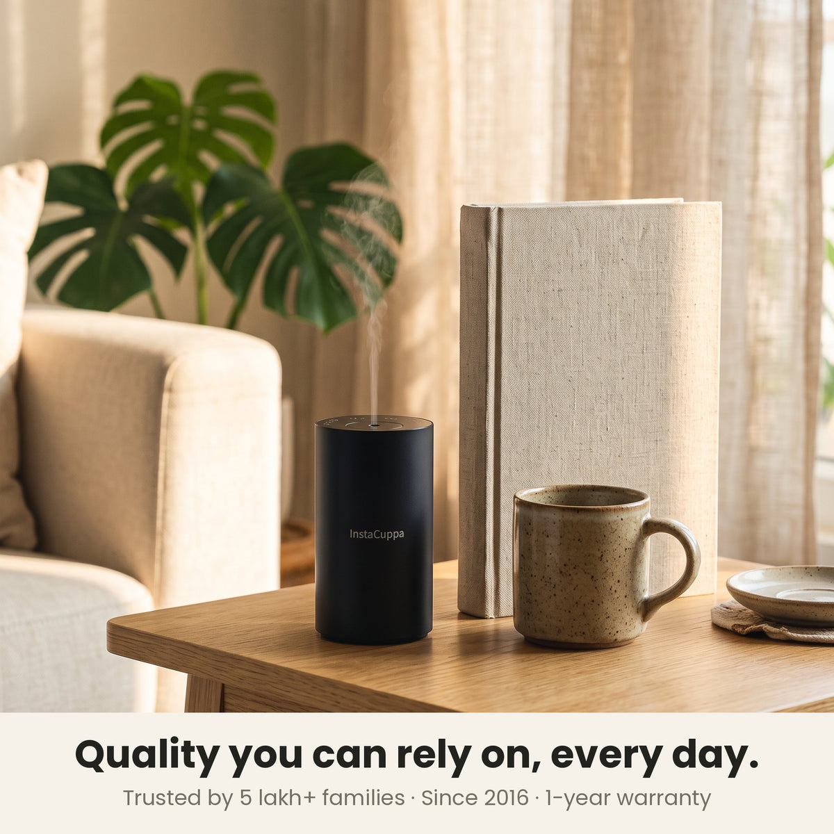 InstaCuppa Rechargeable Aroma Oil Diffuser - quality you can rely on, every day: trusted by 5 lakh+ families since 2016, 1-year warranty
