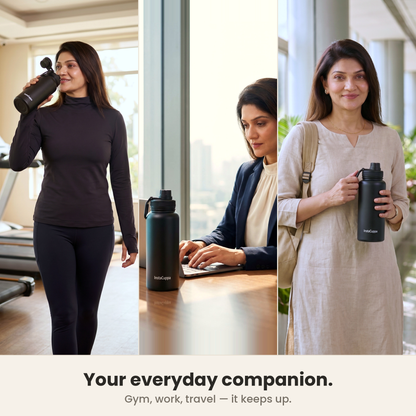 InstaCuppa Insulated Water Bottle 1000 ml - Black - Everyday Carry