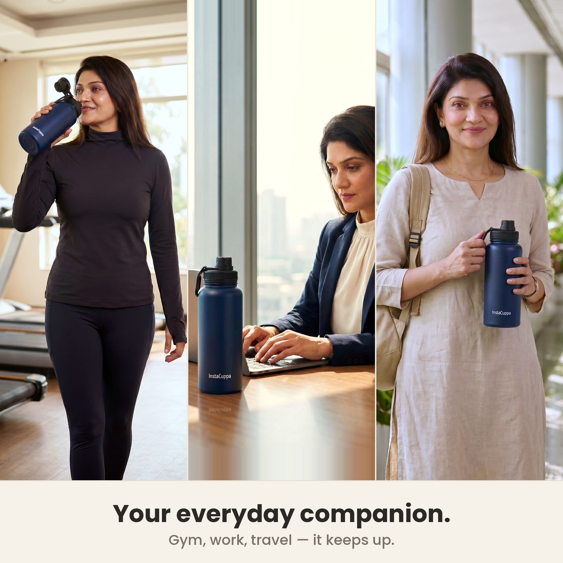 InstaCuppa Insulated Water Bottle 1000 ml - Navy Blue - Everyday Carry